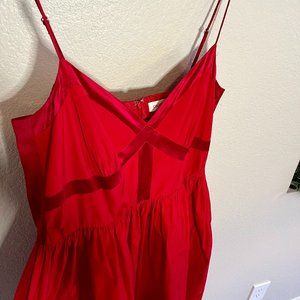 Size 14 Calvin Klein Red Holiday Dress A Line with V neck Style NWOT